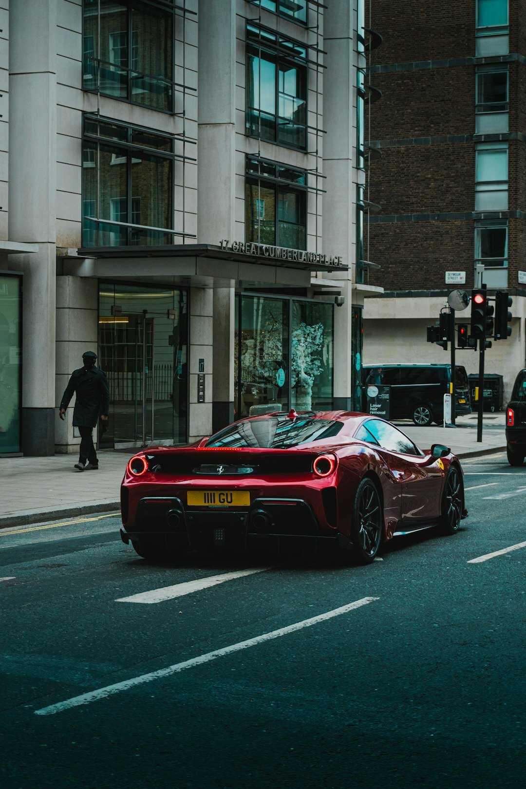 luxury car on city street