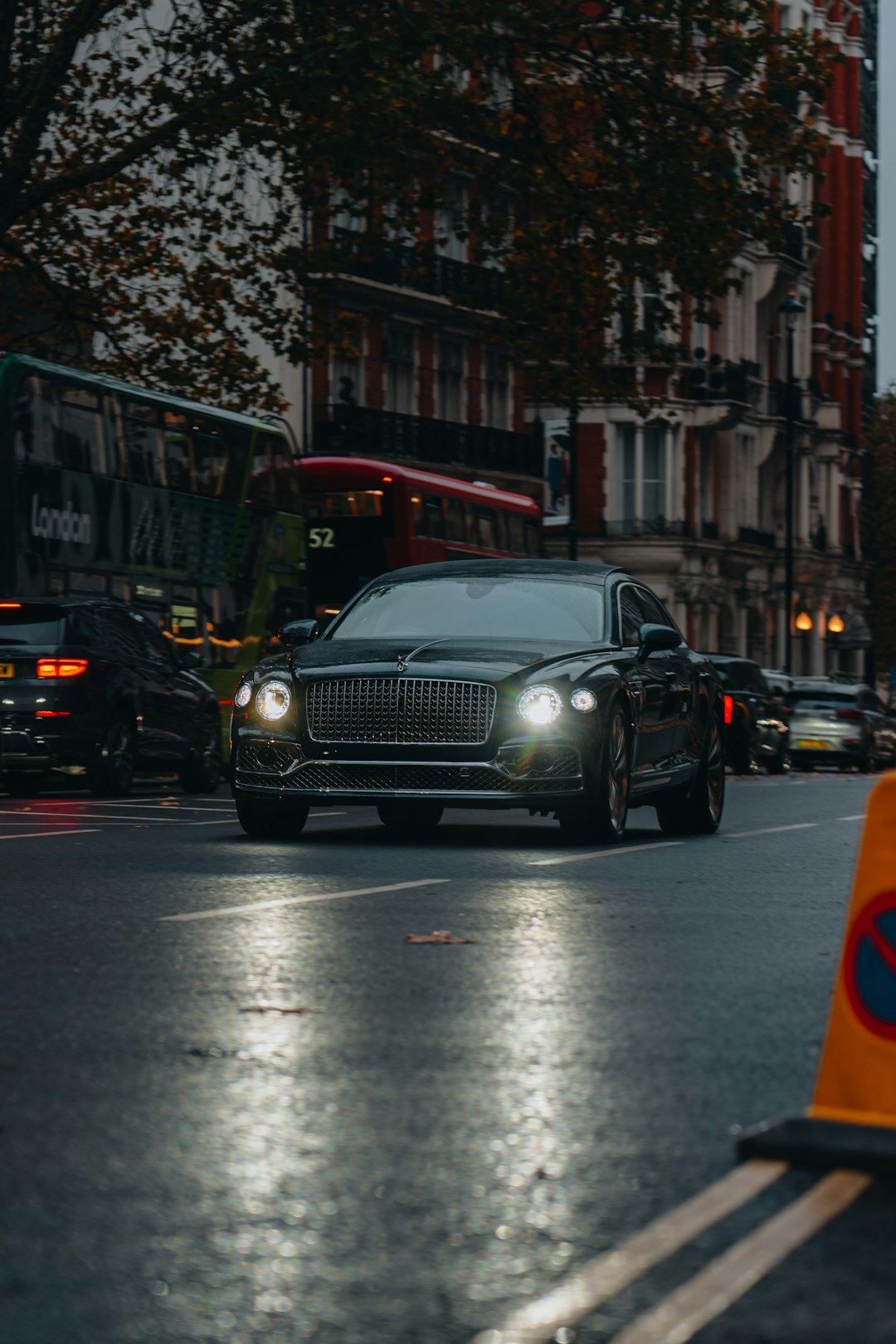 luxury car on city street